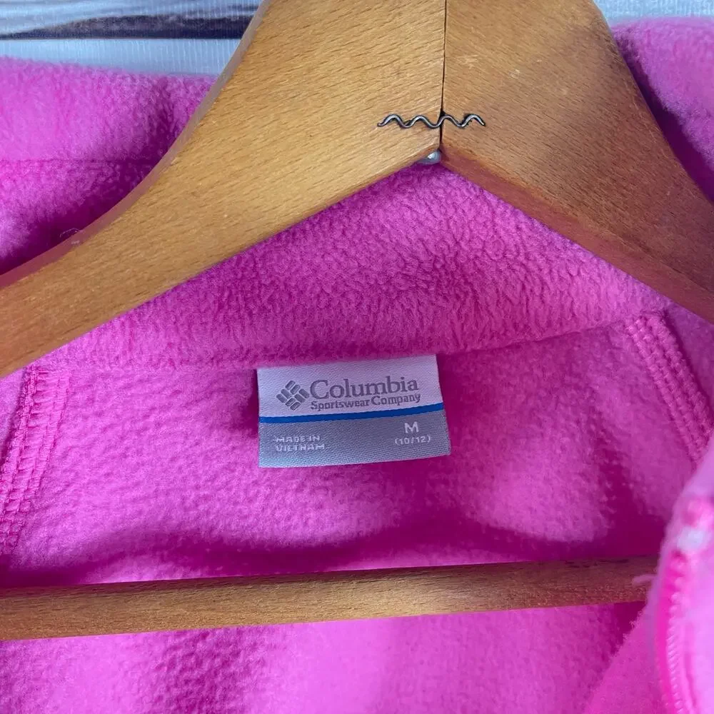 Columbia Pink Fleece Zip Up Jacket Size‎ M 10/12 Girls